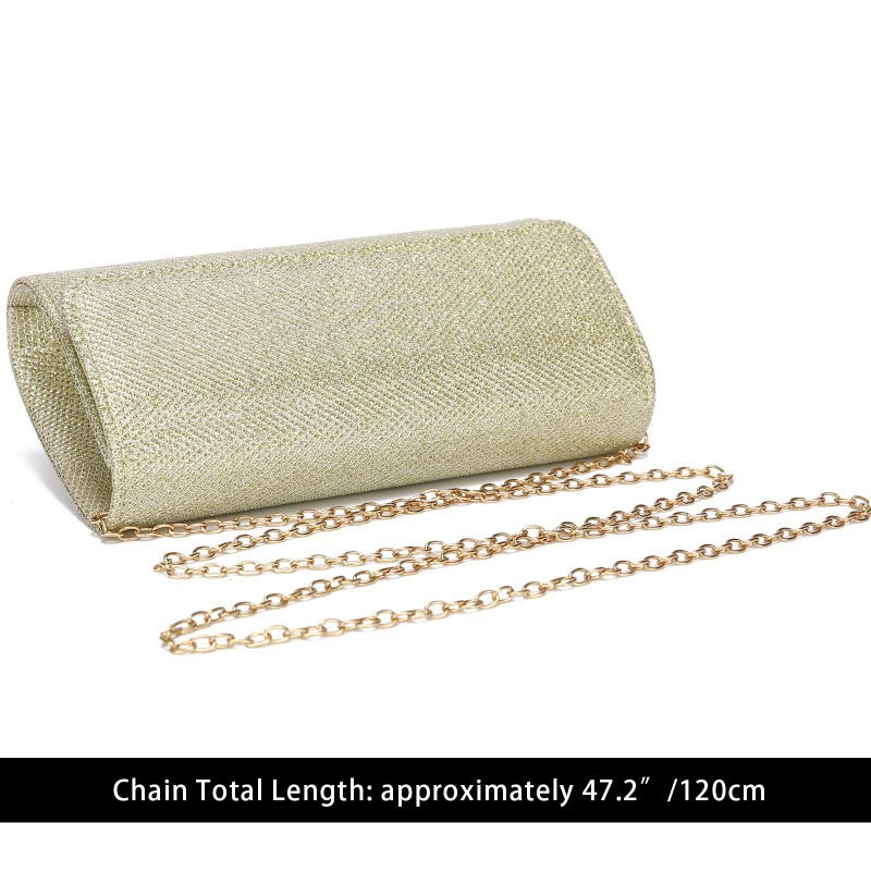 Outrip Women's Evening Bag Clutch Purse Glitter Party Wedding Handbag with Chain (Gold) - Image 4